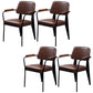 Industrial Open Back Dining Chair Upholstered Arm Chair with Black Legs Dark Brown 4 Piece Set Clearhalo 'Dining Chairs' 'Dining Tables & Seating' 'dining_chair' 'furn' 'furn_dining_chair' 'Furniture' 'Kitchen & Dining Furniture' 5279161