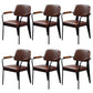 Industrial Open Back Dining Chair Upholstered Arm Chair with Black Legs Dark Brown 6 Piece Set Clearhalo 'Dining Chairs' 'Dining Tables & Seating' 'dining_chair' 'furn' 'furn_dining_chair' 'Furniture' 'Kitchen & Dining Furniture' 5279163