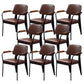 Industrial Open Back Dining Chair Upholstered Arm Chair with Black Legs Dark Brown 8 Piece Set Clearhalo 'Dining Chairs' 'Dining Tables & Seating' 'dining_chair' 'furn' 'furn_dining_chair' 'Furniture' 'Kitchen & Dining Furniture' 5279164