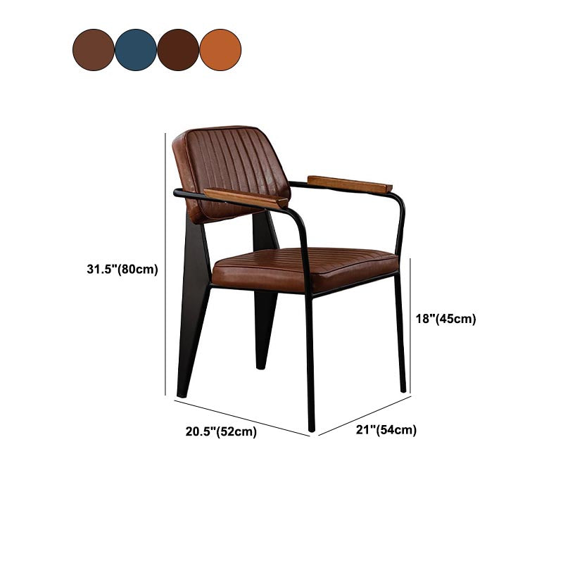 Industrial Open Back Dining Chair Upholstered Arm Chair with Black Legs Clearhalo 'Dining Chairs' 'Dining Tables & Seating' 'dining_chair' 'furn' 'furn_dining_chair' 'Furniture' 'Kitchen & Dining Furniture' 5279171