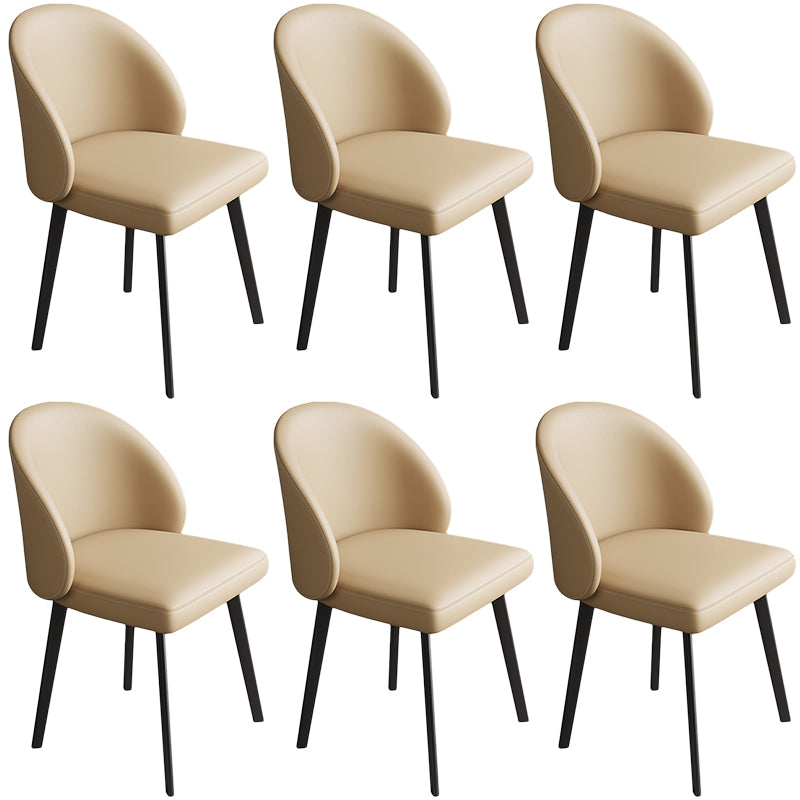 Contemporary Kitchen Dining Side Chair Leather Dining Chairs Yellow 6 Piece Set Clearhalo 'Dining Chairs' 'Dining Tables & Seating' 'dining_chair' 'furn' 'furn_dining_chair' 'Furniture' 'Kitchen & Dining Furniture' 5279224