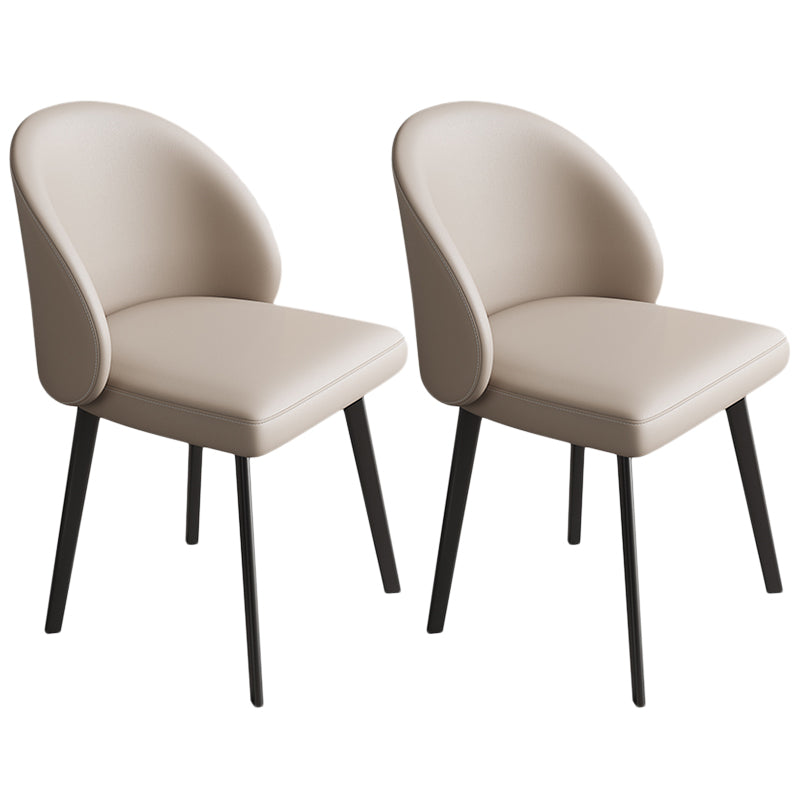 Contemporary Kitchen Dining Side Chair Leather Dining Chairs Khaki 2 Piece Set Clearhalo 'Dining Chairs' 'Dining Tables & Seating' 'dining_chair' 'furn' 'furn_dining_chair' 'Furniture' 'Kitchen & Dining Furniture' 5279242
