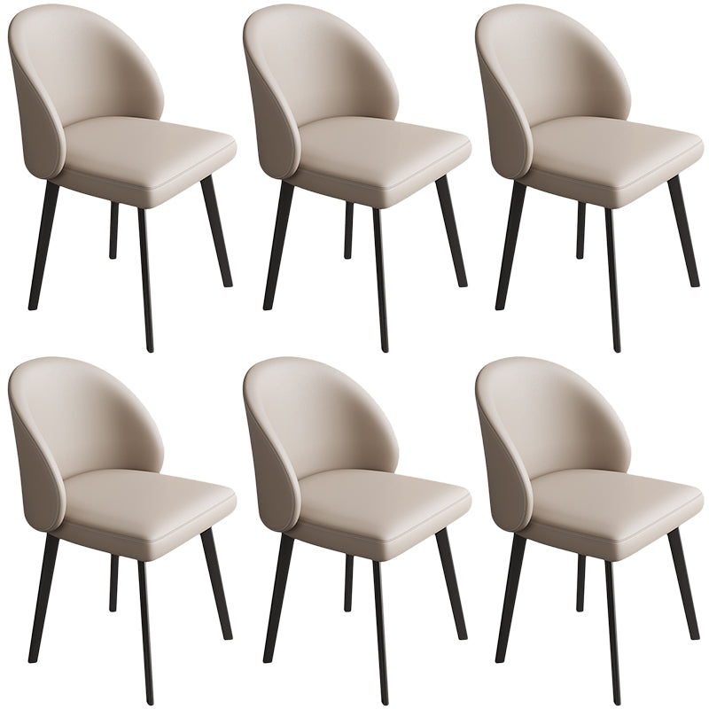 Contemporary Kitchen Dining Side Chair Leather Dining Chairs Khaki 6 Piece Set Clearhalo 'Dining Chairs' 'Dining Tables & Seating' 'dining_chair' 'furn' 'furn_dining_chair' 'Furniture' 'Kitchen & Dining Furniture' 5279244