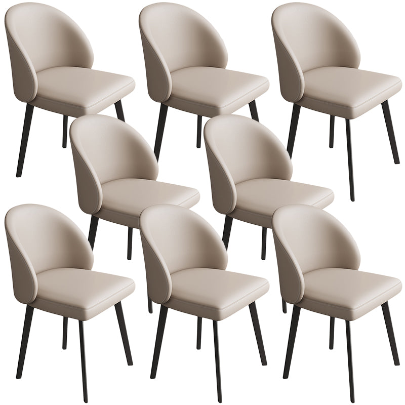 Contemporary Kitchen Dining Side Chair Leather Dining Chairs Khaki 8 Piece Set Clearhalo 'Dining Chairs' 'Dining Tables & Seating' 'dining_chair' 'furn' 'furn_dining_chair' 'Furniture' 'Kitchen & Dining Furniture' 5279245
