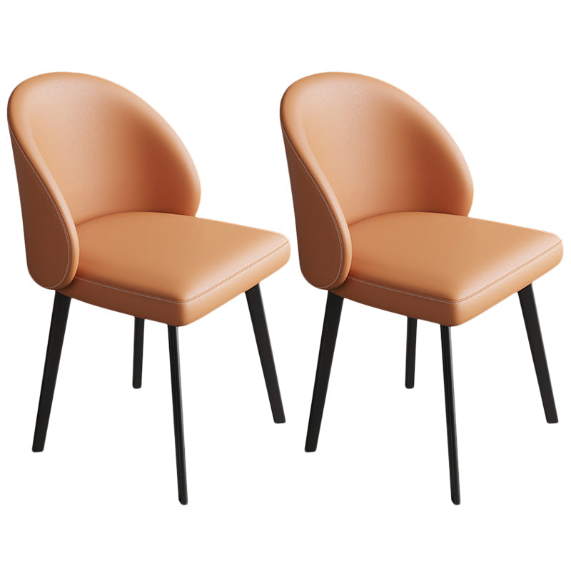 Contemporary Kitchen Dining Side Chair Leather Dining Chairs Orange 2 Piece Set Clearhalo 'Dining Chairs' 'Dining Tables & Seating' 'dining_chair' 'furn' 'furn_dining_chair' 'Furniture' 'Kitchen & Dining Furniture' 5279246