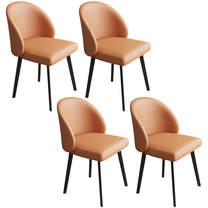 Contemporary Kitchen Dining Side Chair Leather Dining Chairs Orange 4 Piece Set Clearhalo 'Dining Chairs' 'Dining Tables & Seating' 'dining_chair' 'furn' 'furn_dining_chair' 'Furniture' 'Kitchen & Dining Furniture' 5279247