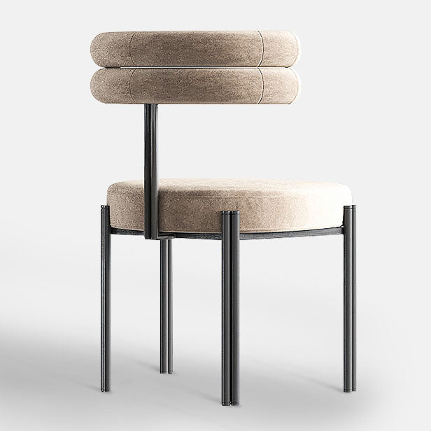 Eigentijdse open achterste eetstoelen fluweelarm eetkamerstoel