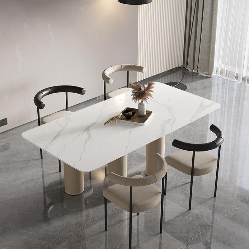 Upholstered Armless Dining Chairs Contemporary Open Back Side Furniture in Matte Finish