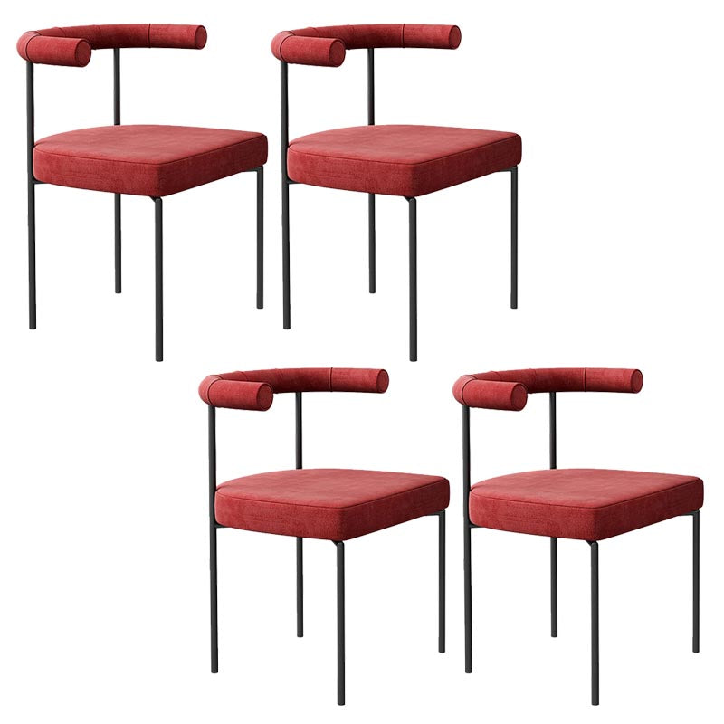 Upholstered Armless Dining Chairs Contemporary Open Back Side Furniture in Matte Finish