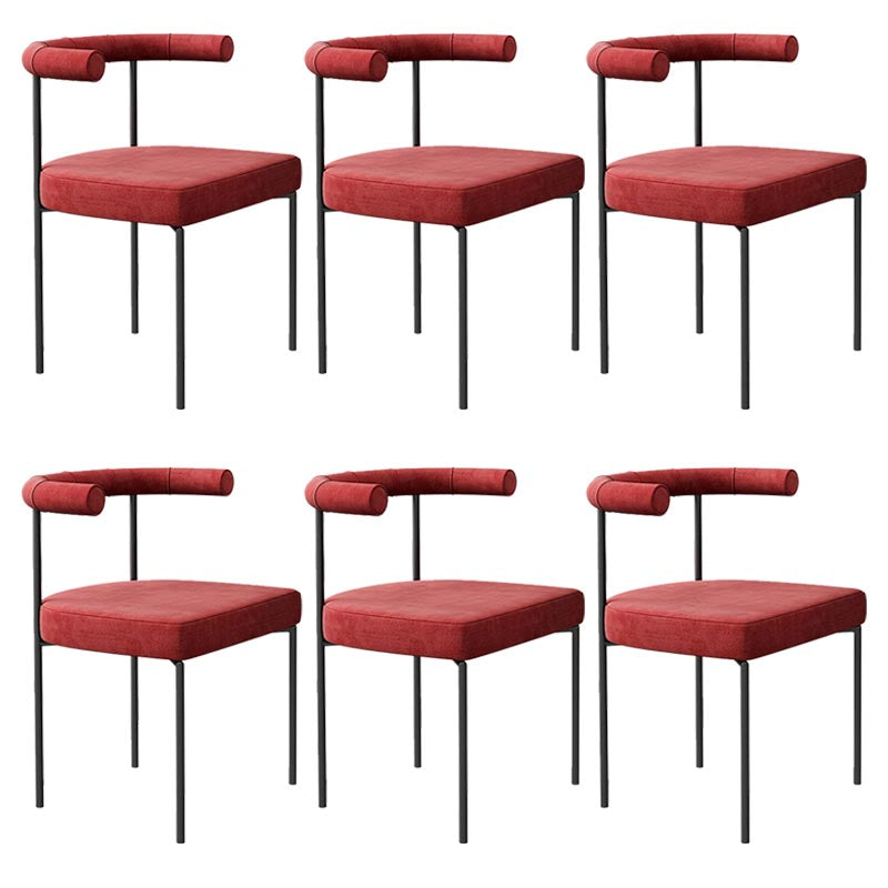 Upholstered Armless Dining Chairs Contemporary Open Back Side Furniture in Matte Finish