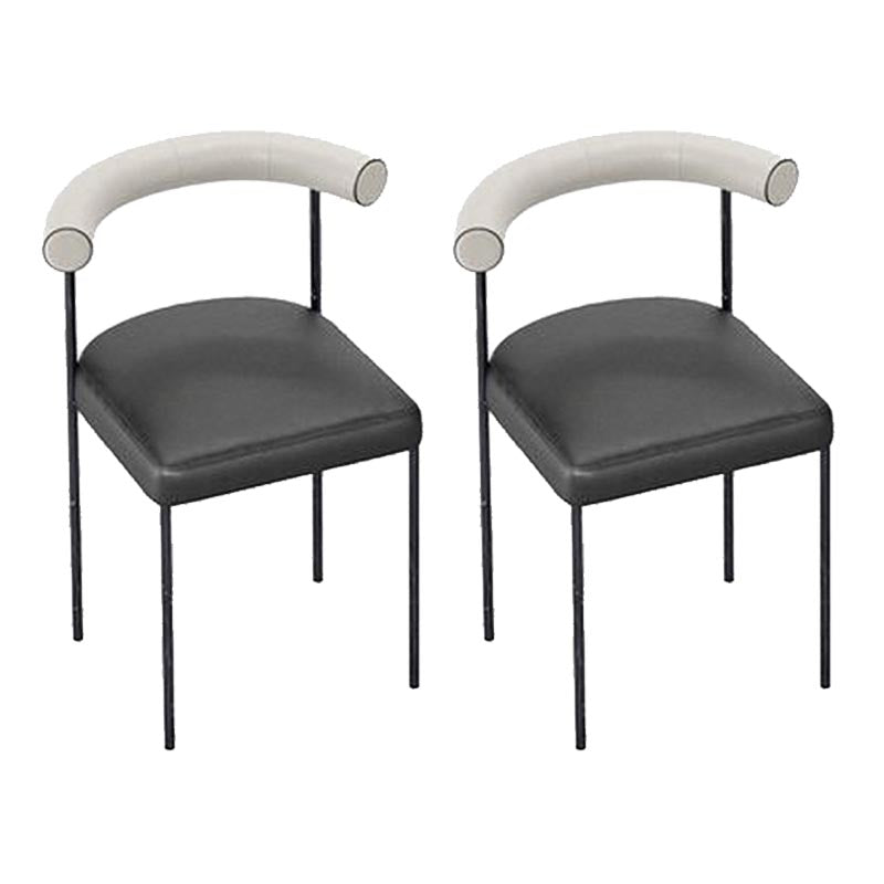 Upholstered Armless Dining Chairs Contemporary Open Back Side Furniture in Matte Finish