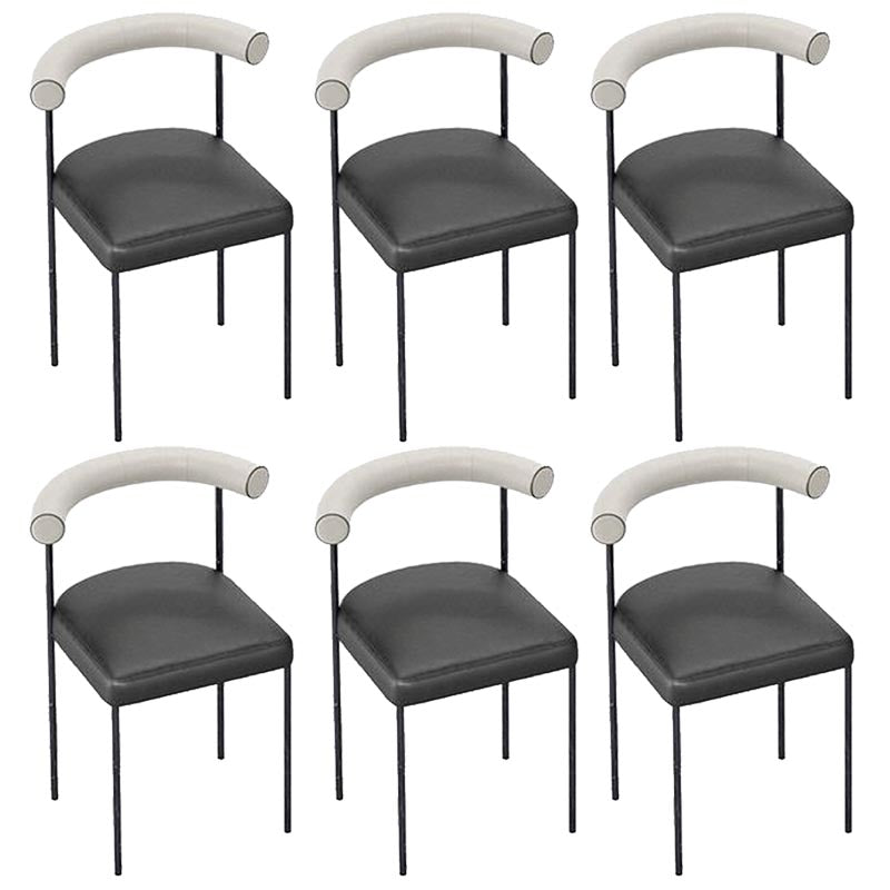 Upholstered Armless Dining Chairs Contemporary Open Back Side Furniture in Matte Finish