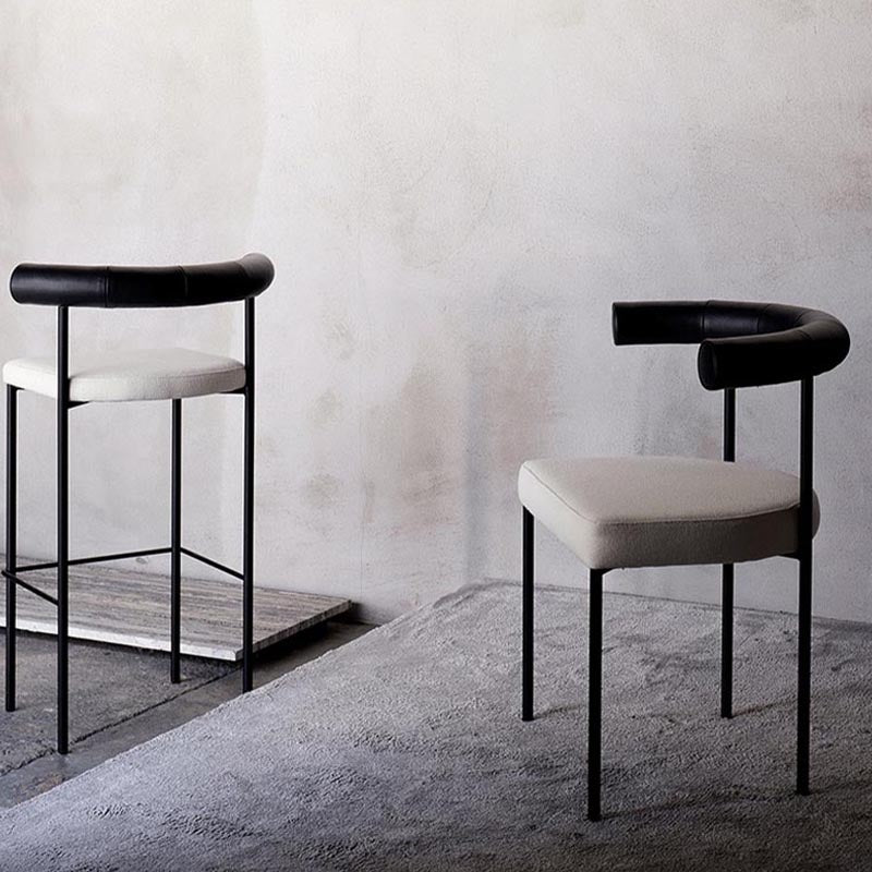 Upholstered Armless Dining Chairs Contemporary Open Back Side Furniture in Matte Finish