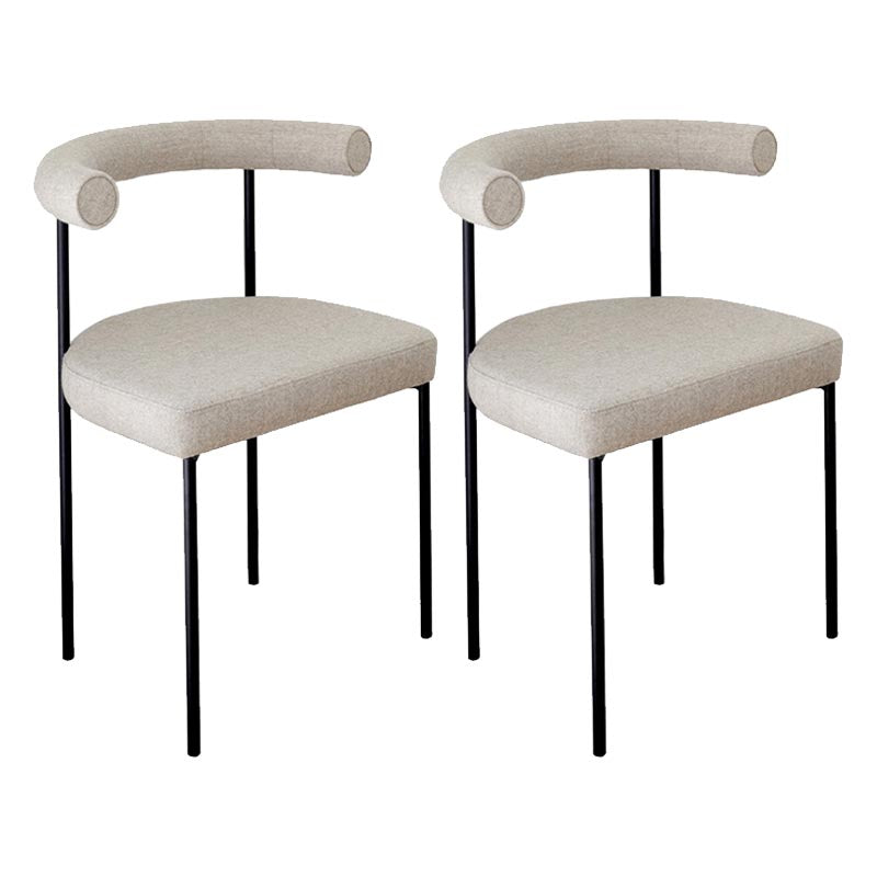Upholstered Armless Dining Chairs Contemporary Open Back Side Furniture in Matte Finish