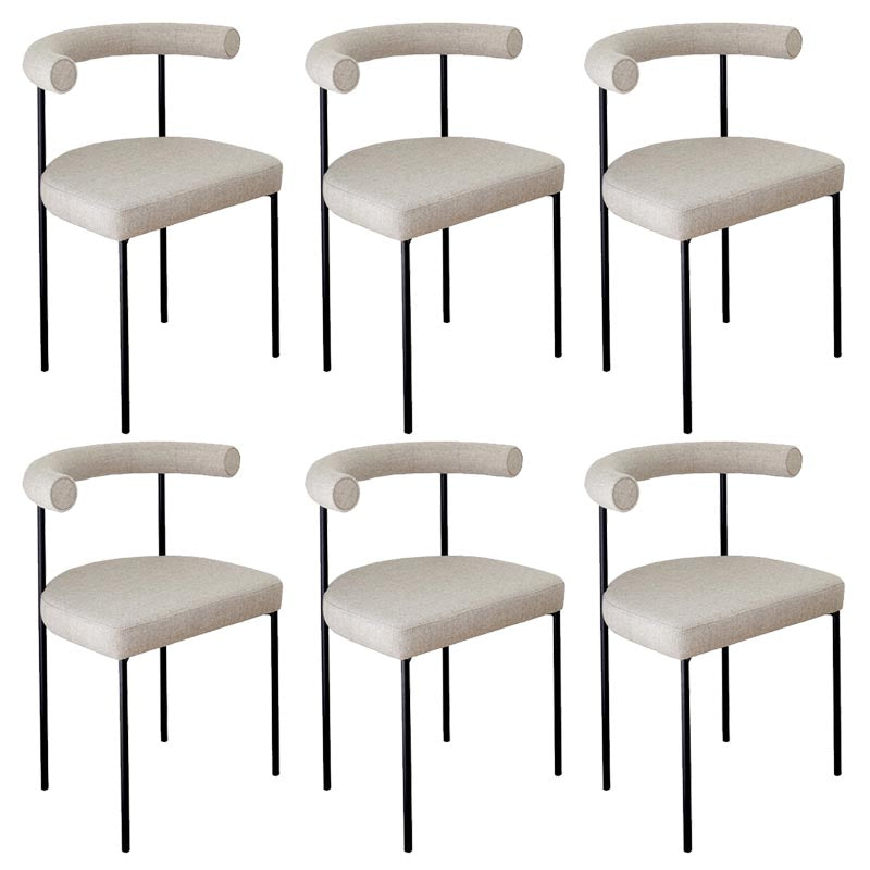 Upholstered Armless Dining Chairs Contemporary Open Back Side Furniture in Matte Finish