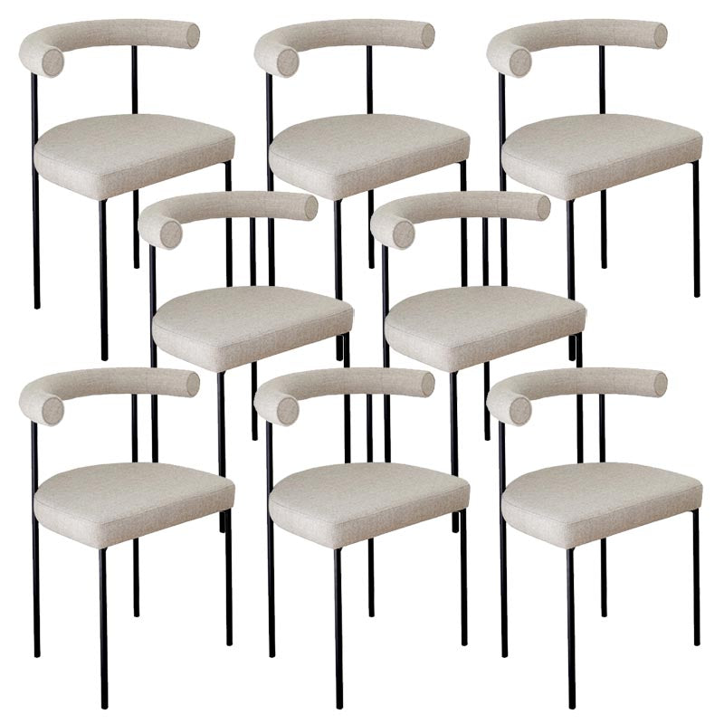 Upholstered Armless Dining Chairs Contemporary Open Back Side Furniture in Matte Finish