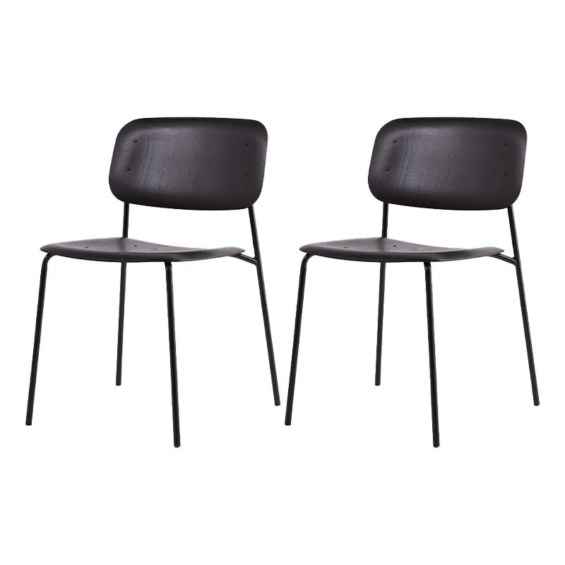Armless Dining Chairs Wood Open Back Dining Side Furniture in Matte Finish Black 2 Piece Set Clearhalo 'Dining Chairs' 'Dining Tables & Seating' 'dining_chair' 'furn' 'furn_dining_chair' 'Furniture' 'Kitchen & Dining Furniture' 5279417
