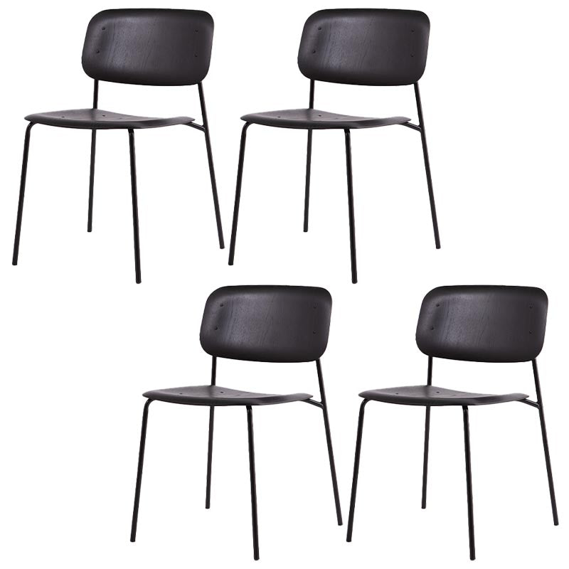 Armless Dining Chairs Wood Open Back Dining Side Furniture in Matte Finish Black 4 Piece Set Clearhalo 'Dining Chairs' 'Dining Tables & Seating' 'dining_chair' 'furn' 'furn_dining_chair' 'Furniture' 'Kitchen & Dining Furniture' 5279418