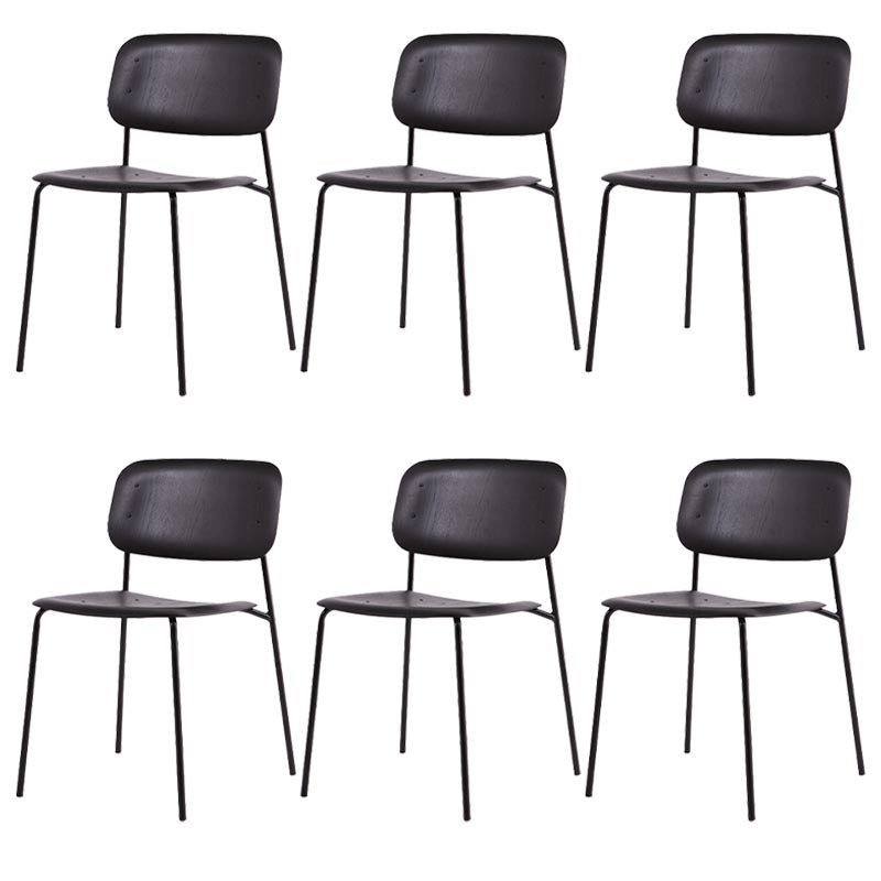 Armless Dining Chairs Wood Open Back Dining Side Furniture in Matte Finish Black 6 Piece Set Clearhalo 'Dining Chairs' 'Dining Tables & Seating' 'dining_chair' 'furn' 'furn_dining_chair' 'Furniture' 'Kitchen & Dining Furniture' 5279420