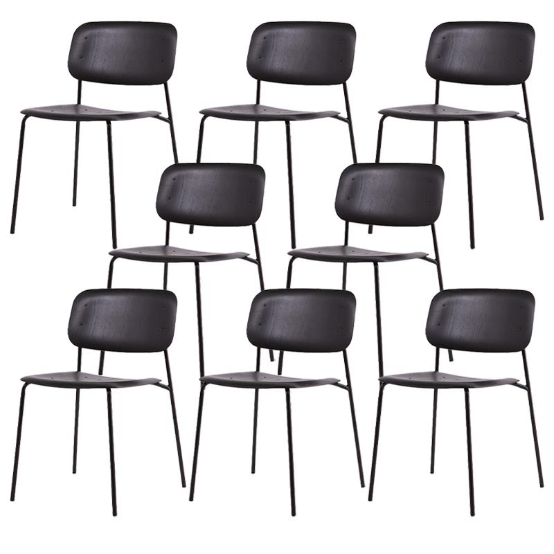 Armless Dining Chairs Wood Open Back Dining Side Furniture in Matte Finish Black 8 Piece Set Clearhalo 'Dining Chairs' 'Dining Tables & Seating' 'dining_chair' 'furn' 'furn_dining_chair' 'Furniture' 'Kitchen & Dining Furniture' 5279422