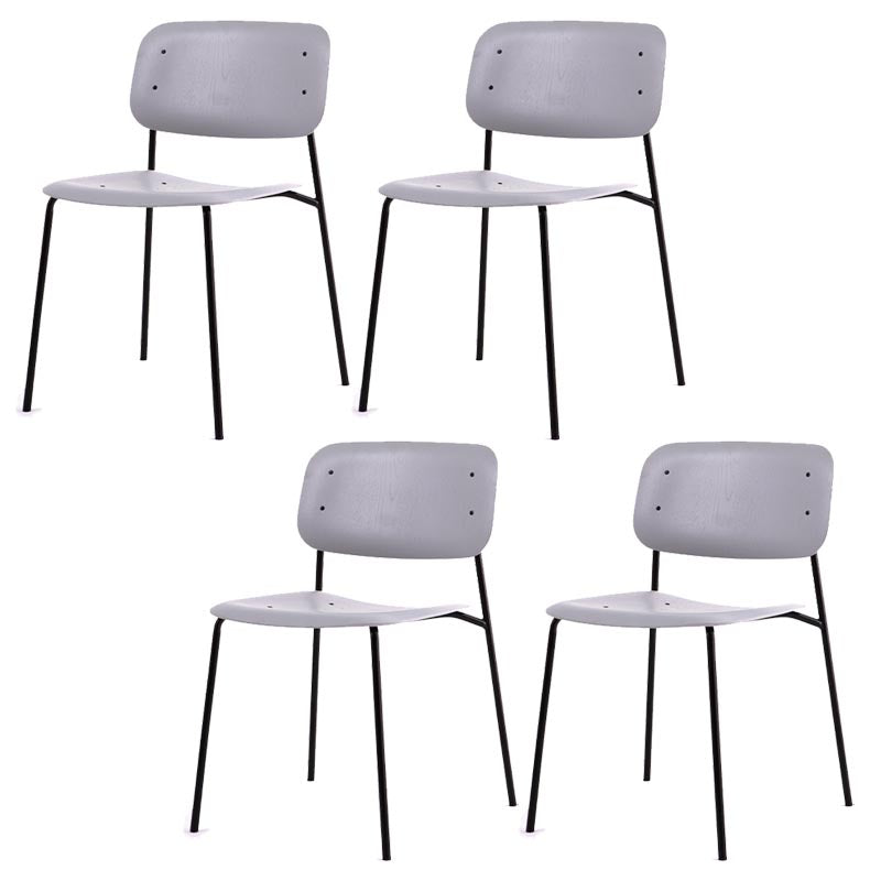 Armless Dining Chairs Wood Open Back Dining Side Furniture in Matte Finish Grey 4 Piece Set Clearhalo 'Dining Chairs' 'Dining Tables & Seating' 'dining_chair' 'furn' 'furn_dining_chair' 'Furniture' 'Kitchen & Dining Furniture' 5279426