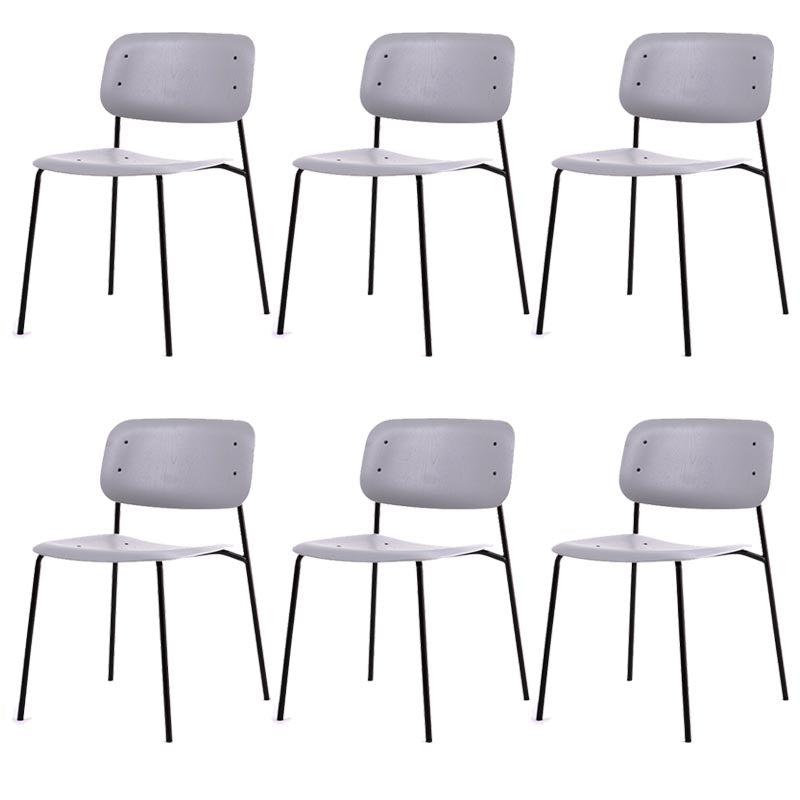 Armless Dining Chairs Wood Open Back Dining Side Furniture in Matte Finish Grey 6 Piece Set Clearhalo 'Dining Chairs' 'Dining Tables & Seating' 'dining_chair' 'furn' 'furn_dining_chair' 'Furniture' 'Kitchen & Dining Furniture' 5279429