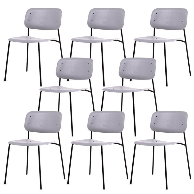 Armless Dining Chairs Wood Open Back Dining Side Furniture in Matte Finish Grey 8 Piece Set Clearhalo 'Dining Chairs' 'Dining Tables & Seating' 'dining_chair' 'furn' 'furn_dining_chair' 'Furniture' 'Kitchen & Dining Furniture' 5279431