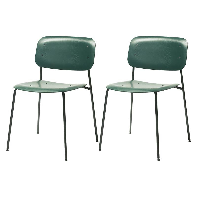 Armless Dining Chairs Wood Open Back Dining Side Furniture in Matte Finish Green 2 Piece Set Clearhalo 'Dining Chairs' 'Dining Tables & Seating' 'dining_chair' 'furn' 'furn_dining_chair' 'Furniture' 'Kitchen & Dining Furniture' 5279433