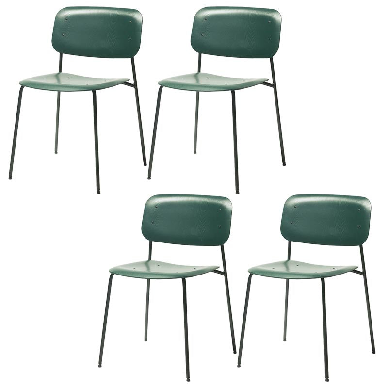 Armless Dining Chairs Wood Open Back Dining Side Furniture in Matte Finish Green 4 Piece Set Clearhalo 'Dining Chairs' 'Dining Tables & Seating' 'dining_chair' 'furn' 'furn_dining_chair' 'Furniture' 'Kitchen & Dining Furniture' 5279434