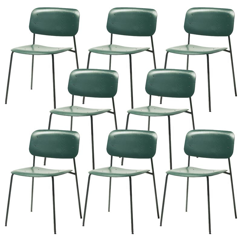 Armless Dining Chairs Wood Open Back Dining Side Furniture in Matte Finish Green 8 Piece Set Clearhalo 'Dining Chairs' 'Dining Tables & Seating' 'dining_chair' 'furn' 'furn_dining_chair' 'Furniture' 'Kitchen & Dining Furniture' 5279439