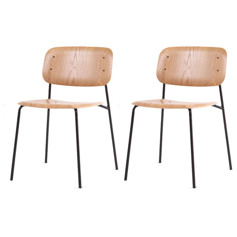 Armless Dining Chairs Wood Open Back Dining Side Furniture in Matte Finish Natural 2 Piece Set Clearhalo 'Dining Chairs' 'Dining Tables & Seating' 'dining_chair' 'furn' 'furn_dining_chair' 'Furniture' 'Kitchen & Dining Furniture' 5279441