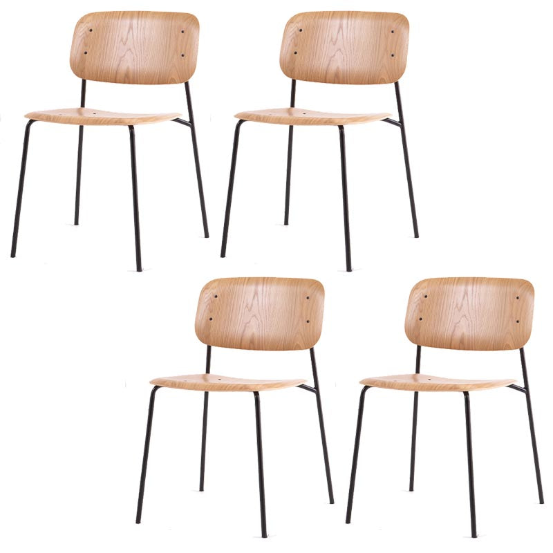 Armless Dining Chairs Wood Open Back Dining Side Furniture in Matte Finish Natural 4 Piece Set Clearhalo 'Dining Chairs' 'Dining Tables & Seating' 'dining_chair' 'furn' 'furn_dining_chair' 'Furniture' 'Kitchen & Dining Furniture' 5279442