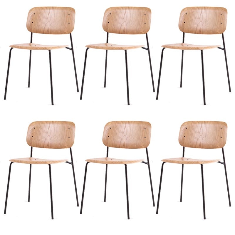Armless Dining Chairs Wood Open Back Dining Side Furniture in Matte Finish Natural 6 Piece Set Clearhalo 'Dining Chairs' 'Dining Tables & Seating' 'dining_chair' 'furn' 'furn_dining_chair' 'Furniture' 'Kitchen & Dining Furniture' 5279444