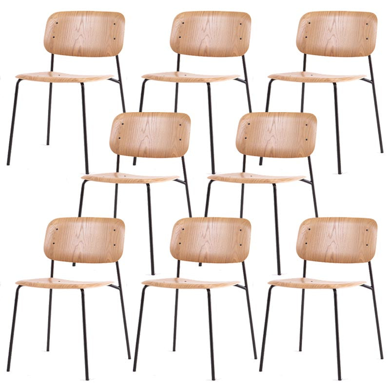 Armless Dining Chairs Wood Open Back Dining Side Furniture in Matte Finish Natural 8 Piece Set Clearhalo 'Dining Chairs' 'Dining Tables & Seating' 'dining_chair' 'furn' 'furn_dining_chair' 'Furniture' 'Kitchen & Dining Furniture' 5279446