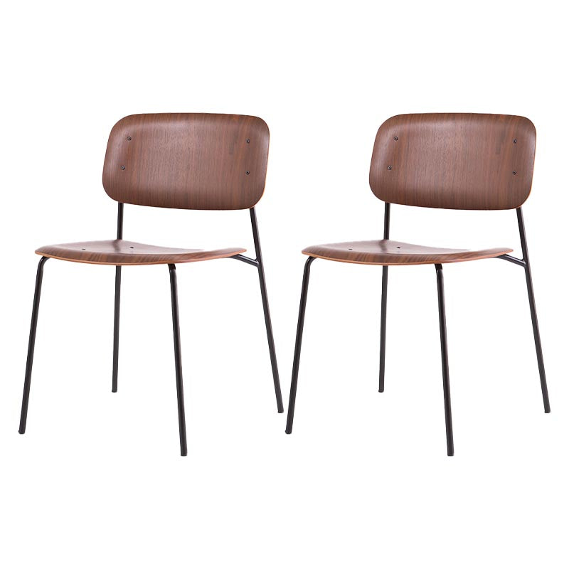 Armless Dining Chairs Wood Open Back Dining Side Furniture in Matte Finish Walnut 2 Piece Set Clearhalo 'Dining Chairs' 'Dining Tables & Seating' 'dining_chair' 'furn' 'furn_dining_chair' 'Furniture' 'Kitchen & Dining Furniture' 5279447