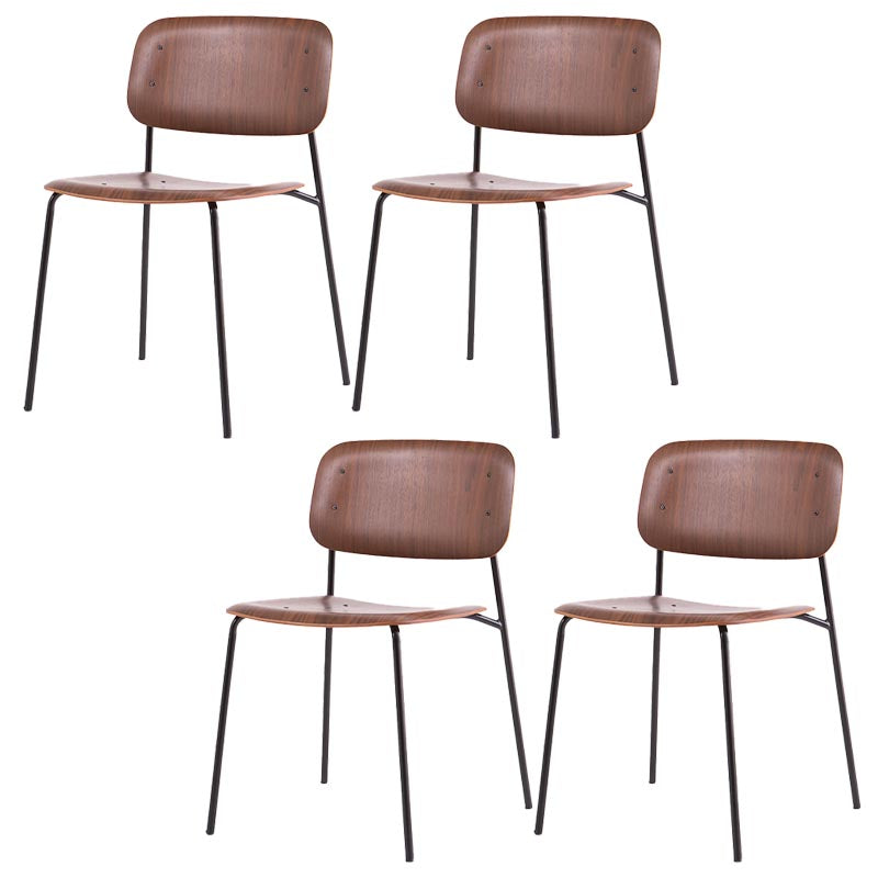Armless Dining Chairs Wood Open Back Dining Side Furniture in Matte Finish Walnut 4 Piece Set Clearhalo 'Dining Chairs' 'Dining Tables & Seating' 'dining_chair' 'furn' 'furn_dining_chair' 'Furniture' 'Kitchen & Dining Furniture' 5279448