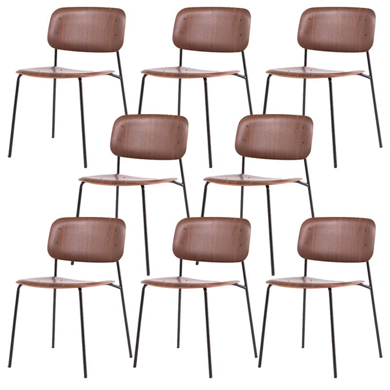 Armless Dining Chairs Wood Open Back Dining Side Furniture in Matte Finish Walnut 8 Piece Set Clearhalo 'Dining Chairs' 'Dining Tables & Seating' 'dining_chair' 'furn' 'furn_dining_chair' 'Furniture' 'Kitchen & Dining Furniture' 5279450