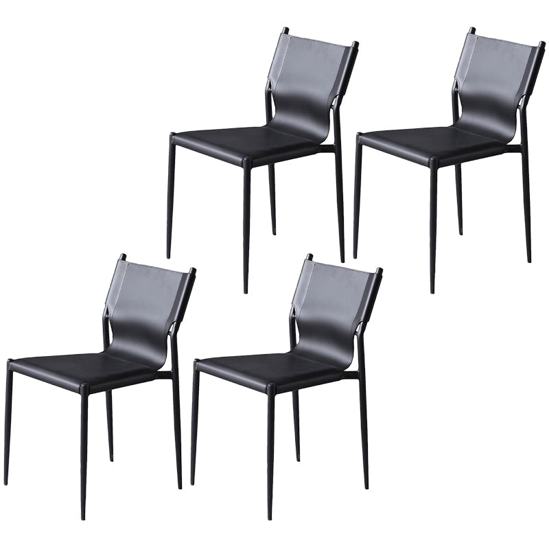 Leather Dining Side Chairs Modern Indoor-Outdoor Chair for Home Black 4 Piece Set Clearhalo 'Dining Chairs' 'Dining Tables & Seating' 'dining_chair' 'furn' 'furn_dining_chair' 'Furniture' 'Kitchen & Dining Furniture' 5279525