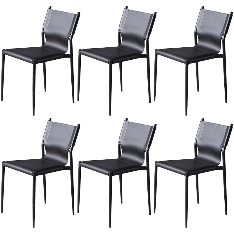 Leather Dining Side Chairs Modern Indoor-Outdoor Chair for Home Black 6 Piece Set Clearhalo 'Dining Chairs' 'Dining Tables & Seating' 'dining_chair' 'furn' 'furn_dining_chair' 'Furniture' 'Kitchen & Dining Furniture' 5279528