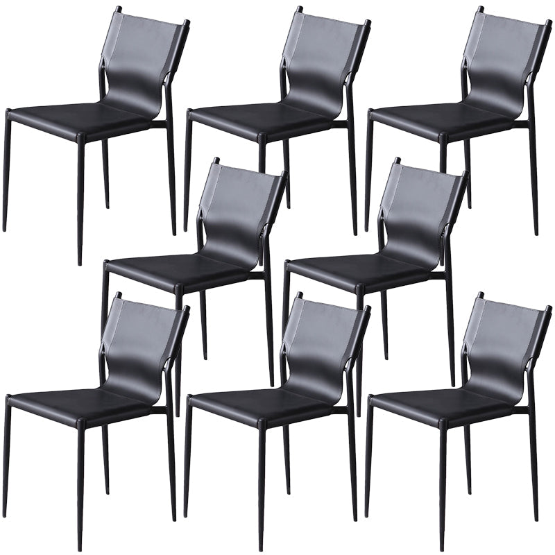 Leather Dining Side Chairs Modern Indoor-Outdoor Chair for Home Black 8 Piece Set Clearhalo 'Dining Chairs' 'Dining Tables & Seating' 'dining_chair' 'furn' 'furn_dining_chair' 'Furniture' 'Kitchen & Dining Furniture' 5279529