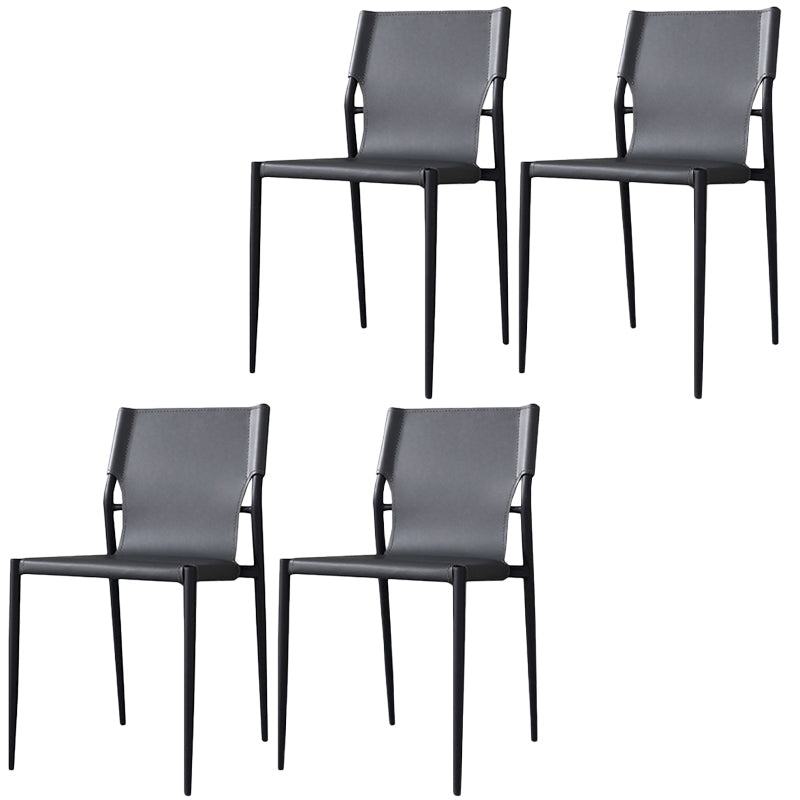 Leather Dining Side Chairs Modern Indoor-Outdoor Chair for Home Grey 4 Piece Set Clearhalo 'Dining Chairs' 'Dining Tables & Seating' 'dining_chair' 'furn' 'furn_dining_chair' 'Furniture' 'Kitchen & Dining Furniture' 5279534