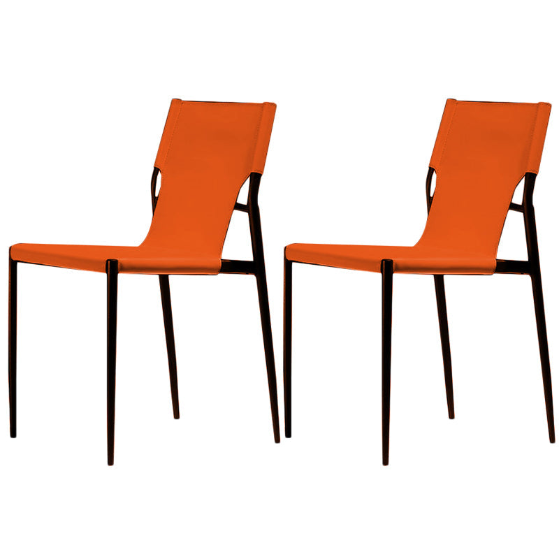 Leather Dining Side Chairs Modern Indoor-Outdoor Chair for Home Orange 2 Piece Set Clearhalo 'Dining Chairs' 'Dining Tables & Seating' 'dining_chair' 'furn' 'furn_dining_chair' 'Furniture' 'Kitchen & Dining Furniture' 5279540