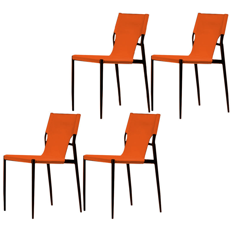 Leather Dining Side Chairs Modern Indoor-Outdoor Chair for Home Orange 4 Piece Set Clearhalo 'Dining Chairs' 'Dining Tables & Seating' 'dining_chair' 'furn' 'furn_dining_chair' 'Furniture' 'Kitchen & Dining Furniture' 5279542