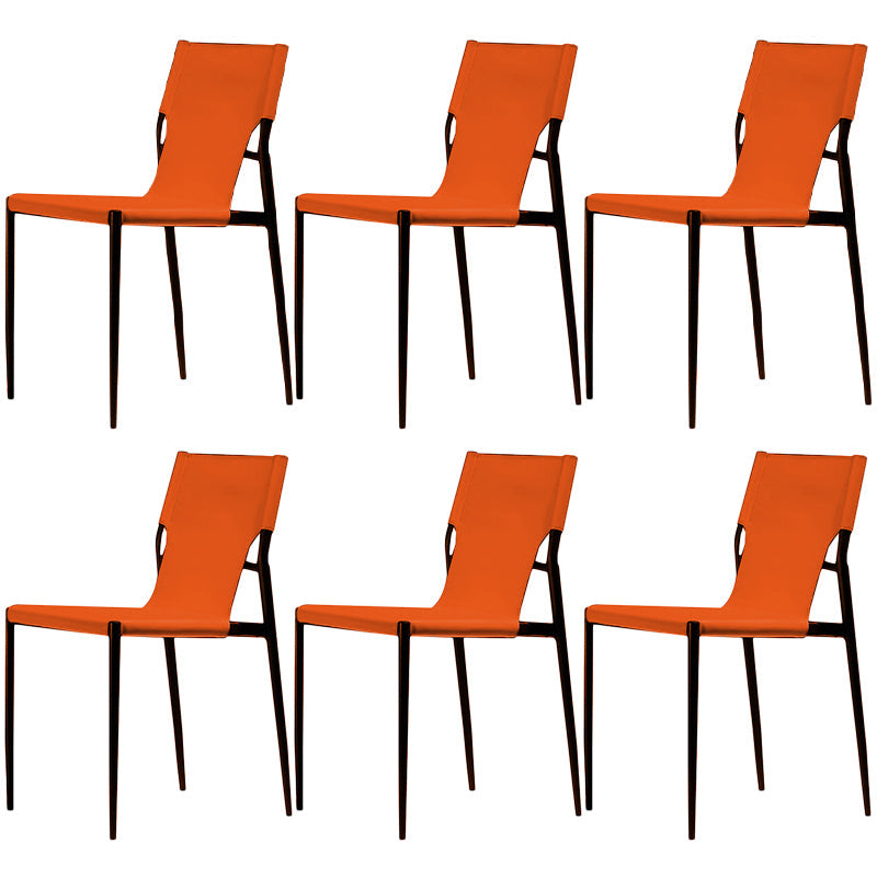 Leather Dining Side Chairs Modern Indoor-Outdoor Chair for Home Orange 6 Piece Set Clearhalo 'Dining Chairs' 'Dining Tables & Seating' 'dining_chair' 'furn' 'furn_dining_chair' 'Furniture' 'Kitchen & Dining Furniture' 5279544