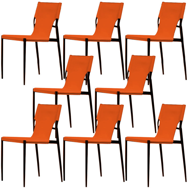 Leather Dining Side Chairs Modern Indoor-Outdoor Chair for Home Orange 8 Piece Set Clearhalo 'Dining Chairs' 'Dining Tables & Seating' 'dining_chair' 'furn' 'furn_dining_chair' 'Furniture' 'Kitchen & Dining Furniture' 5279546