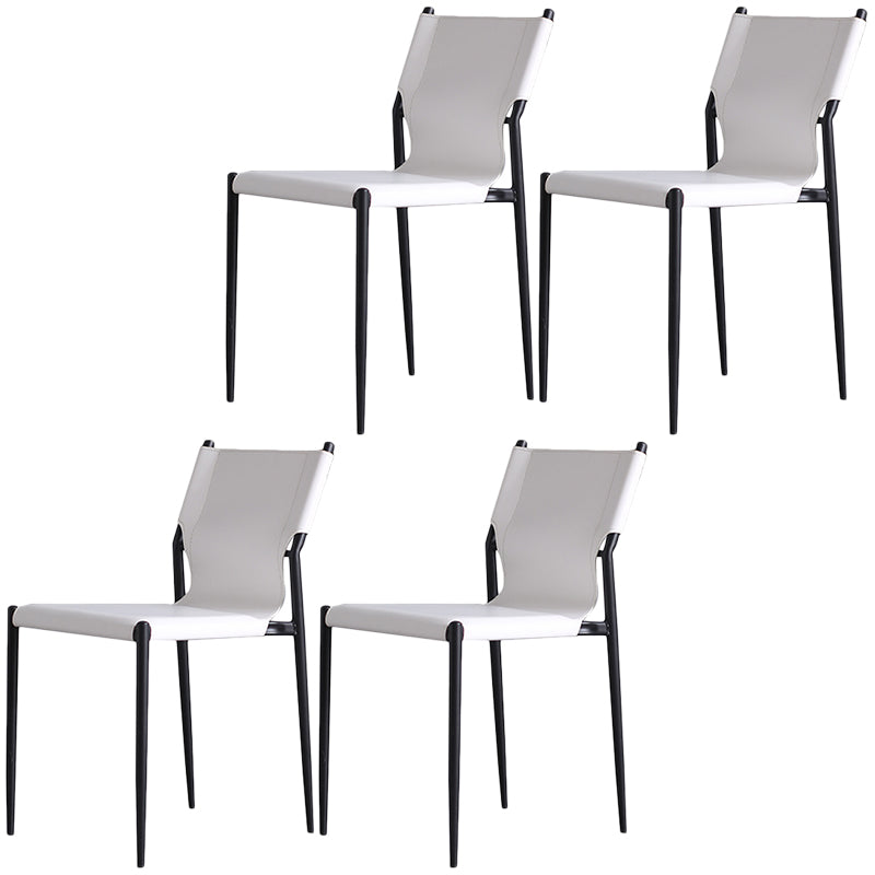 Leather Dining Side Chairs Modern Indoor-Outdoor Chair for Home White 4 Piece Set Clearhalo 'Dining Chairs' 'Dining Tables & Seating' 'dining_chair' 'furn' 'furn_dining_chair' 'Furniture' 'Kitchen & Dining Furniture' 5279549