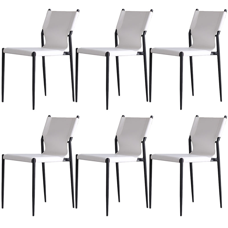 Leather Dining Side Chairs Modern Indoor-Outdoor Chair for Home White 6 Piece Set Clearhalo 'Dining Chairs' 'Dining Tables & Seating' 'dining_chair' 'furn' 'furn_dining_chair' 'Furniture' 'Kitchen & Dining Furniture' 5279551