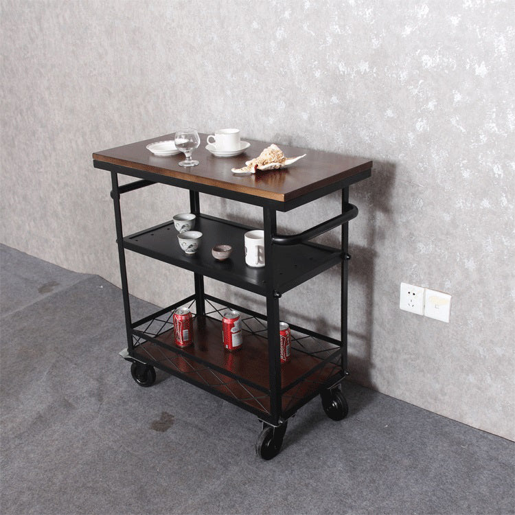 Rolling Prep Table Modern Wood Rectangular Prep Table for Dining Room Walnut Clearhalo 'furn' 'furn_kitchen_islands_carts' 'Furniture' 'Kitchen & Dining Furniture' 'Kitchen Islands & Carts' 'kitchen_islands_carts' 5279602