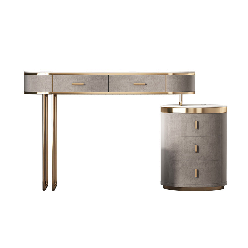 Sgabelli da tavolo da trucco da vanità a 5 cassetti con accento in legno