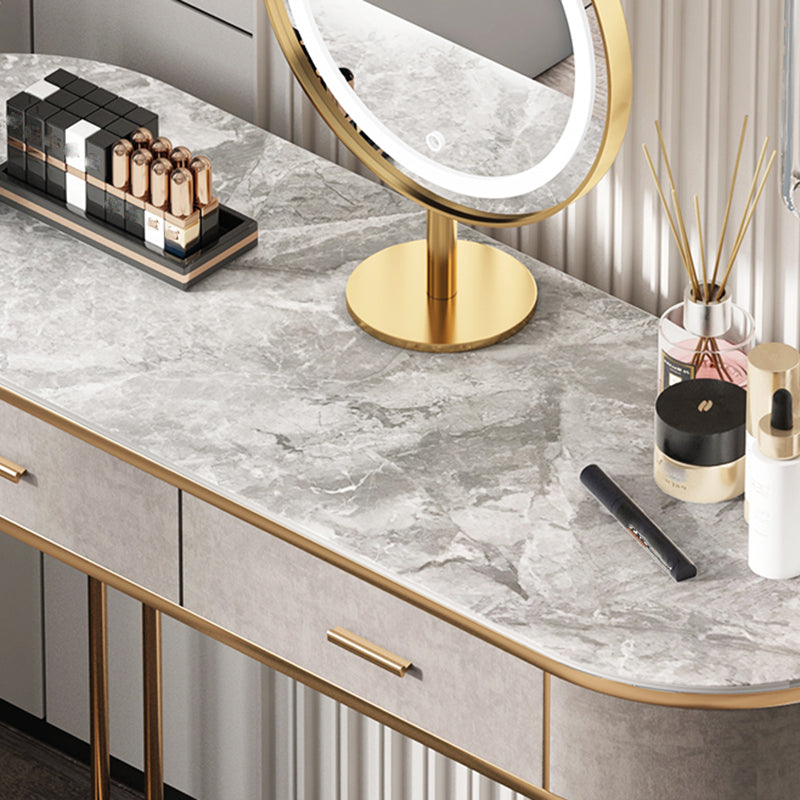 Sgabelli da tavolo da trucco da vanità a 5 cassetti con accento in legno